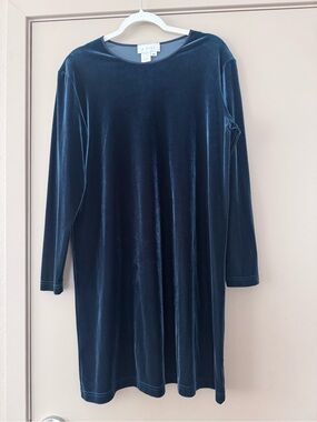 J. Jill Velvet 3/4th Sleeve Shift Dress in Deep Teal